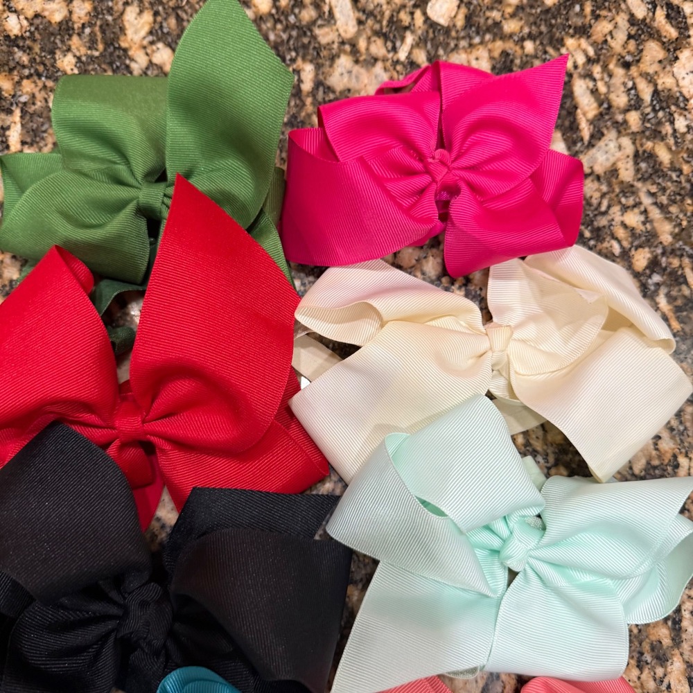 Kids 6" Hair Bows Set Multi Color Grosgrain Ribbon Bands for Girls Toddlers - Picture 2 of 5